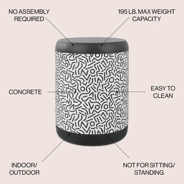 Vernis 17.75" Modern Bohemian Geometric Drum Garden Stool - JONATHAN Y